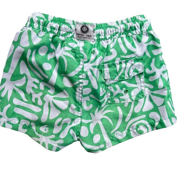 Zara Boys Swim Trunks – Tropical Green & White Print, Quick-Dry, Size 2-3yrs - Picture 3 of 3